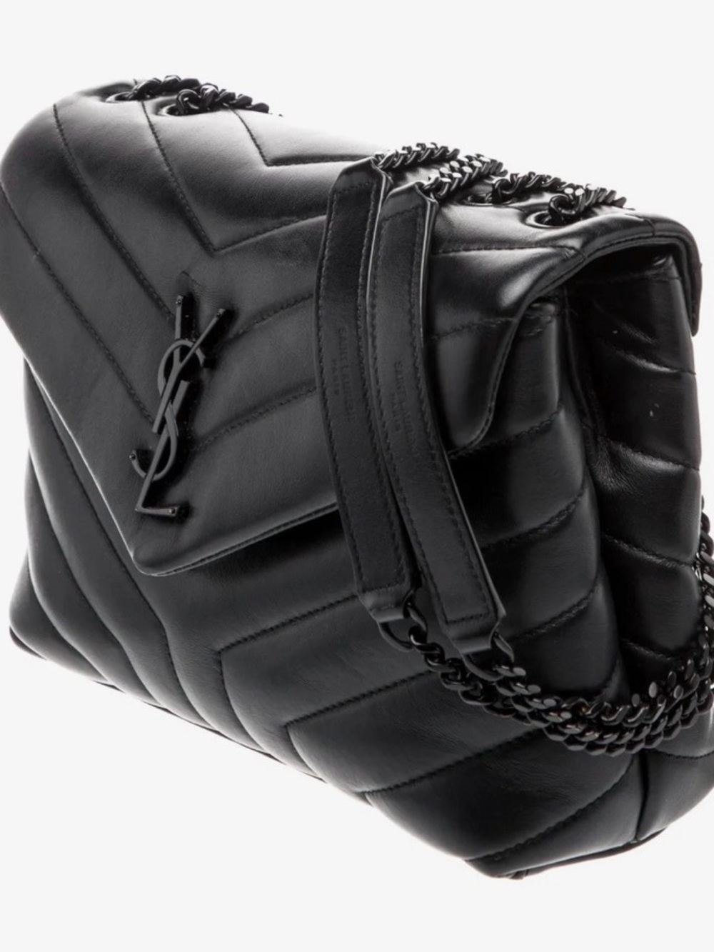 Saint Laurent Black Quilted Leather Chain Belt Bag